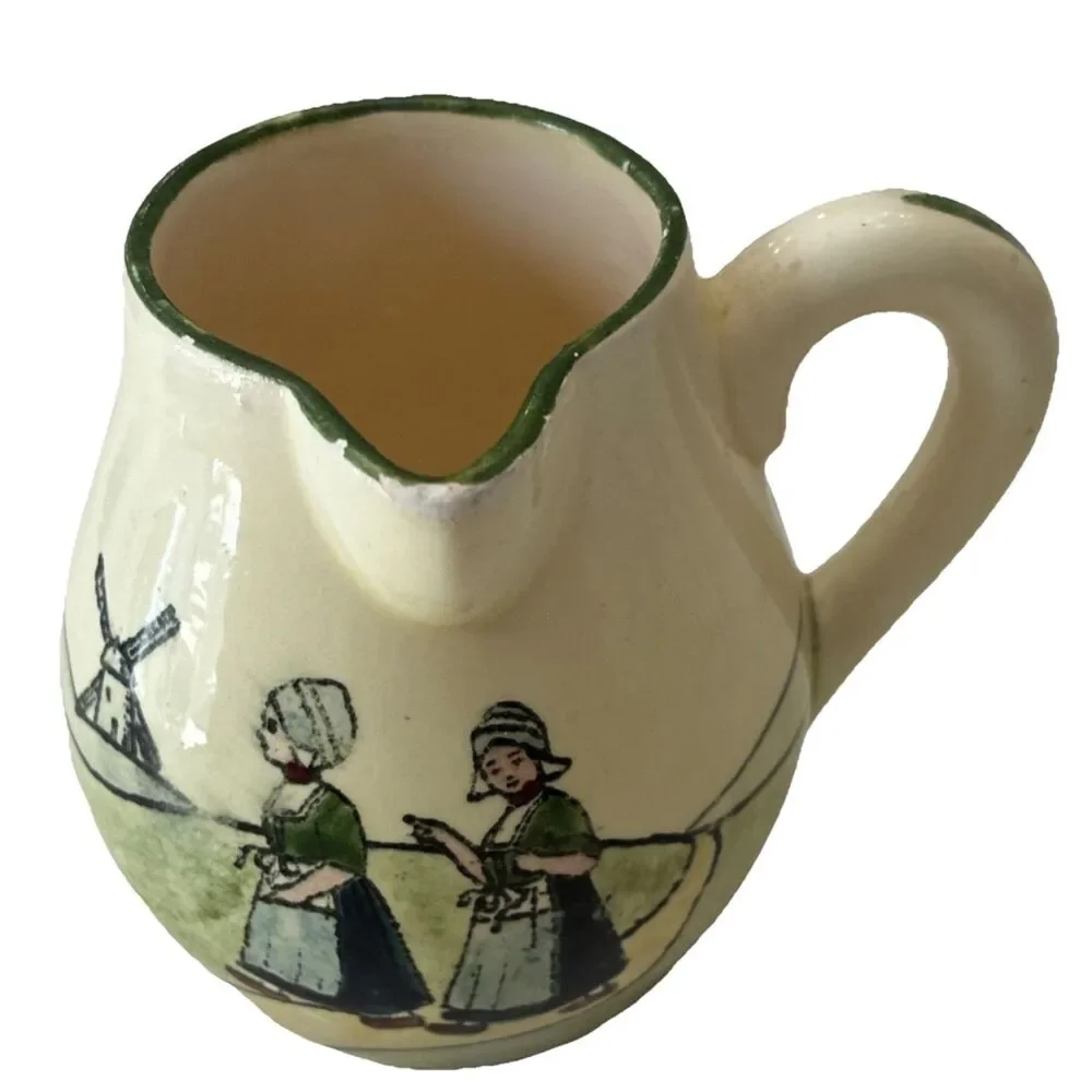HAAG Ceramic Pitcher 159 Hand Painted Dutch Scene Glossy Austria